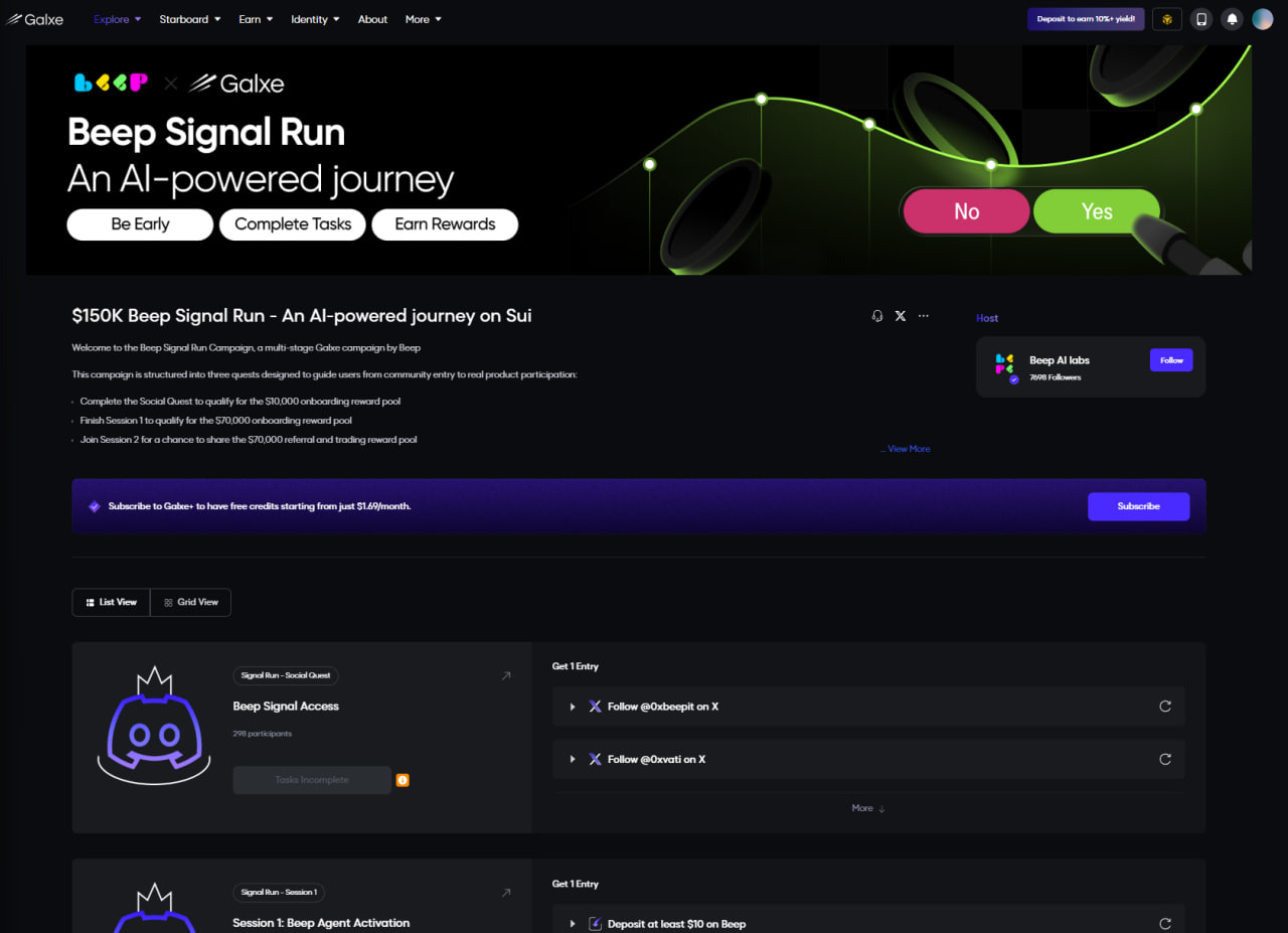 Galxe: Beep Signal Run. $150,000 Prize Pool image 1