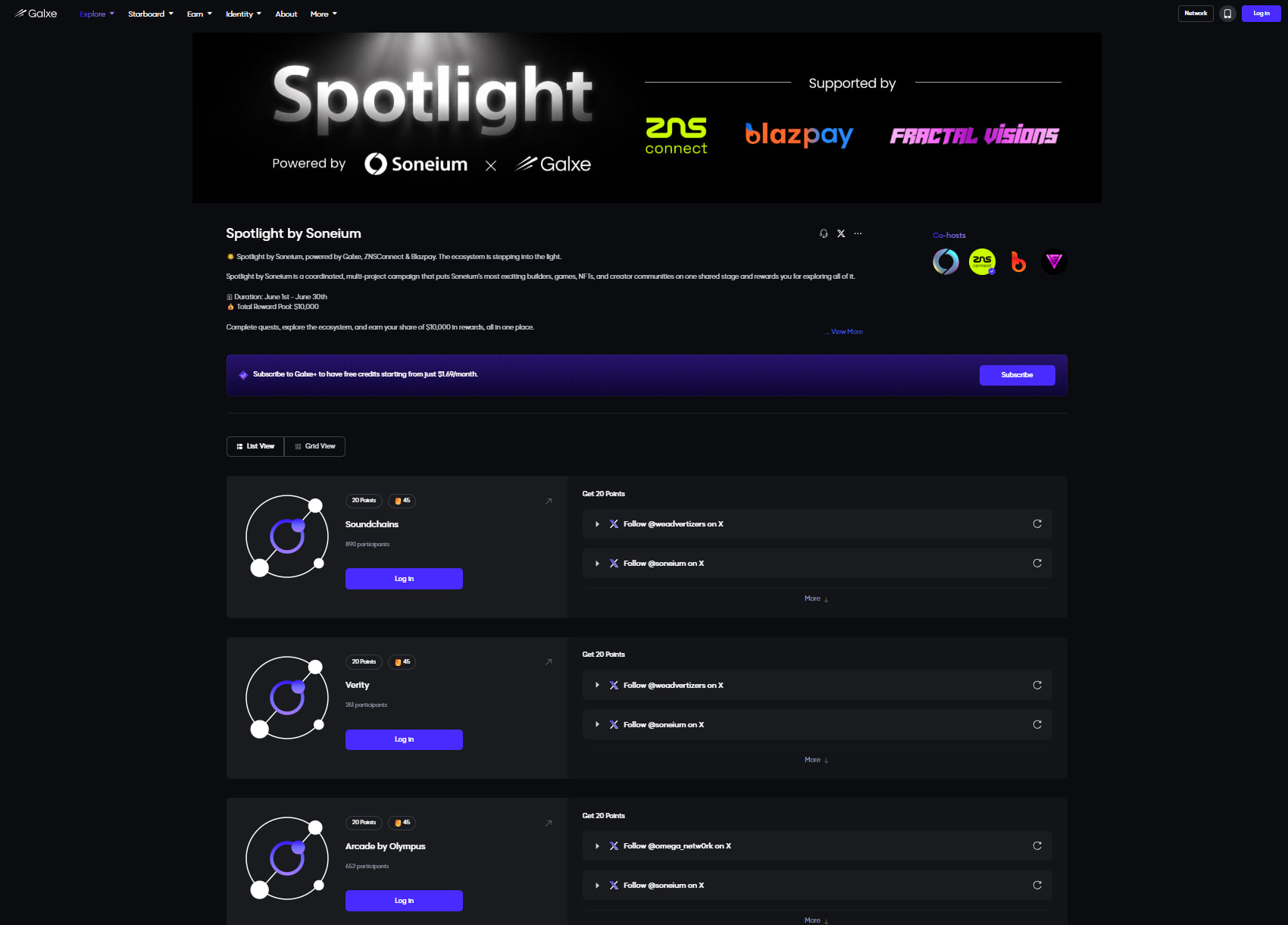 Galxe: Spotlight by Soneium image 1