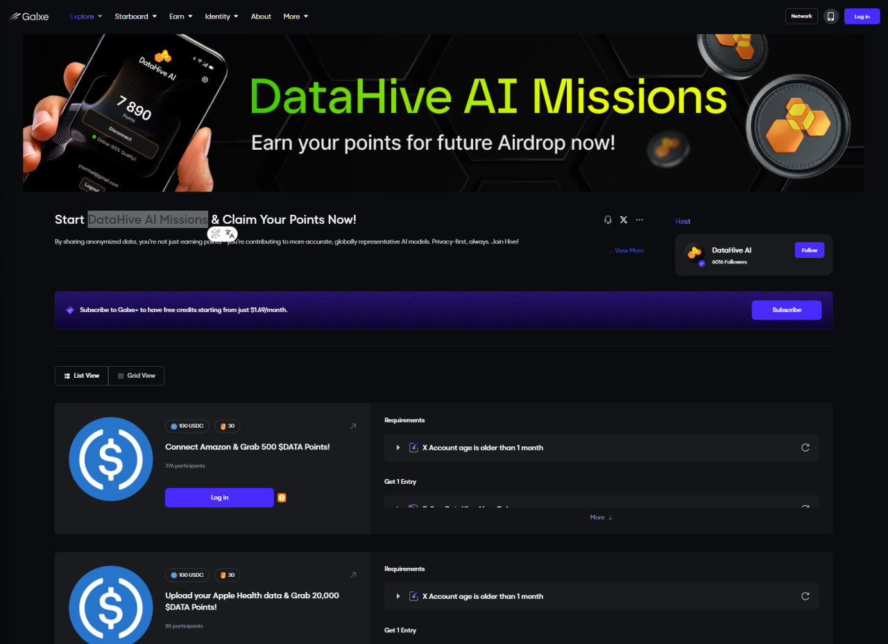 Galxe: DataHive AI Missions image 1