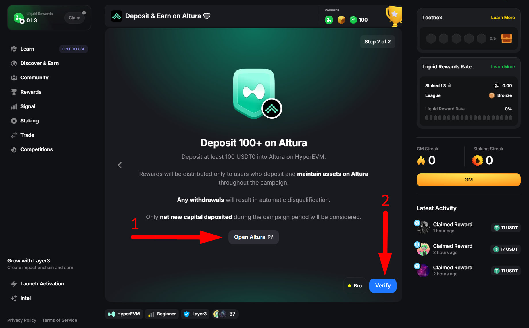 Layer: Deposit & Earn on Altura image 1